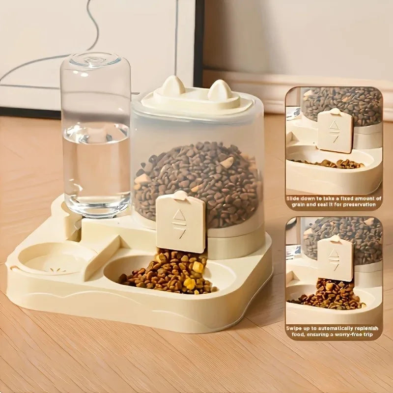 2-in-1 Automatic Pet Feeder & Water Dispenser | Mess-Free Dry & Wet Separation
