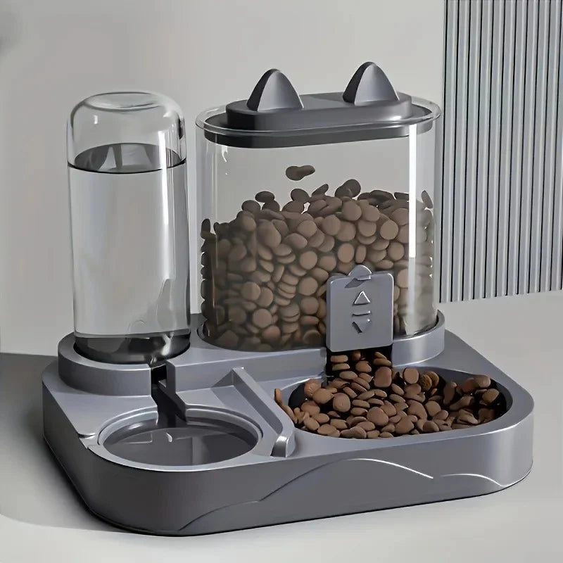 2-in-1 Automatic Pet Feeder & Water Dispenser | Mess-Free Dry & Wet Separation