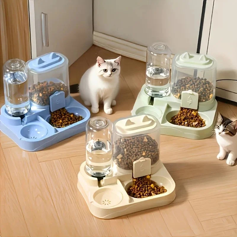 2-in-1 Automatic Pet Feeder & Water Dispenser | Mess-Free Dry & Wet Separation