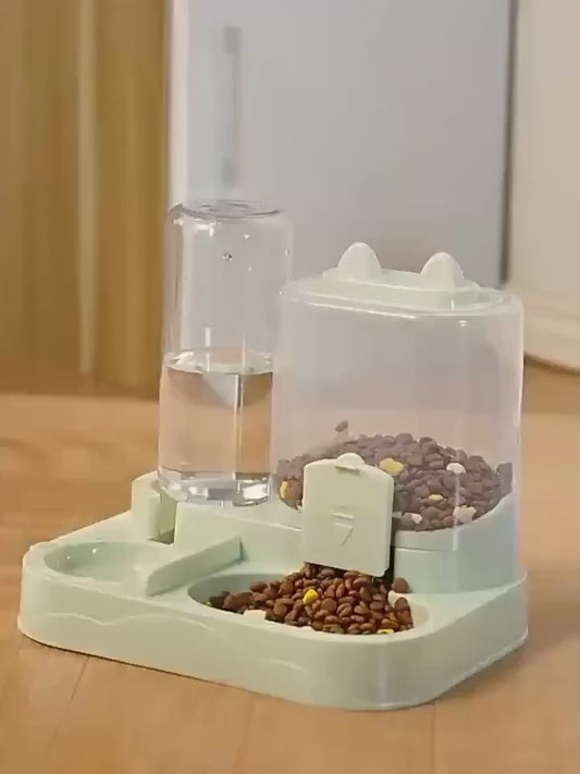 2-in-1 Automatic Pet Feeder & Water Dispenser | Mess-Free Dry & Wet Separation